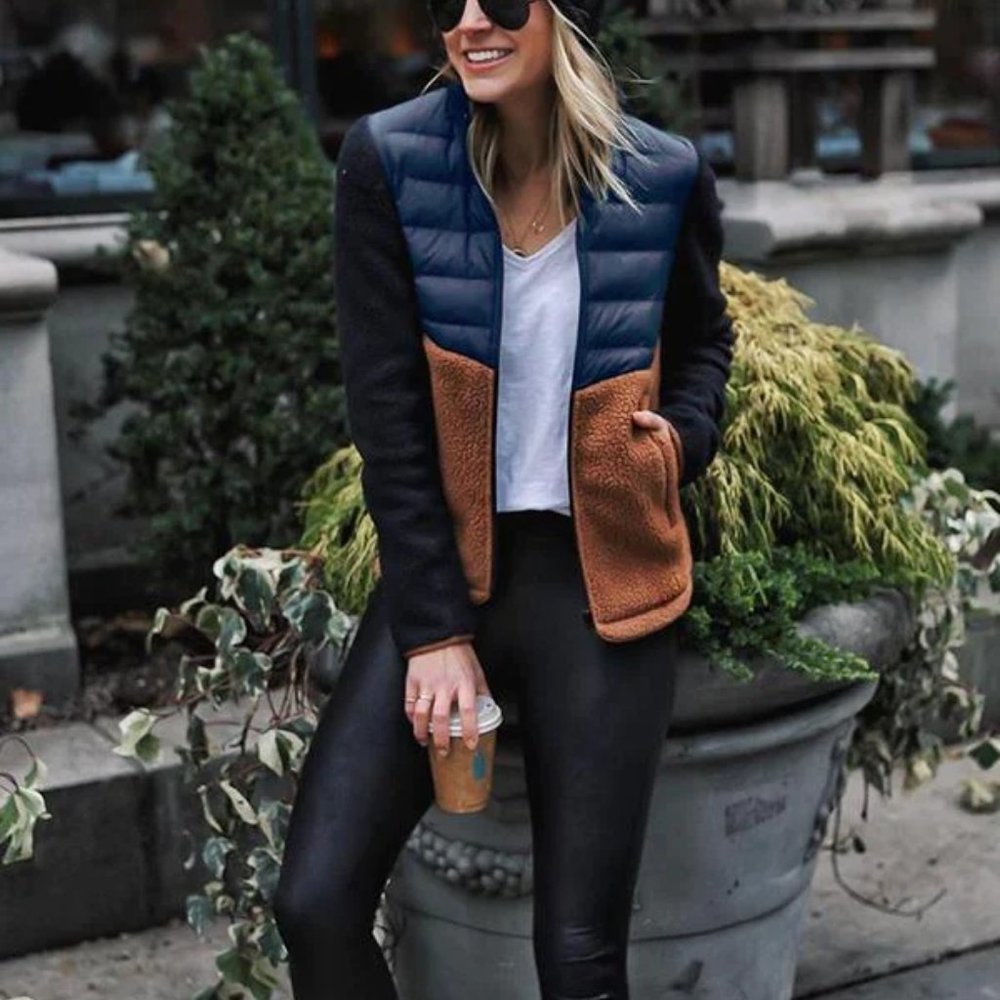 Mixed Materials jacket Black Brown